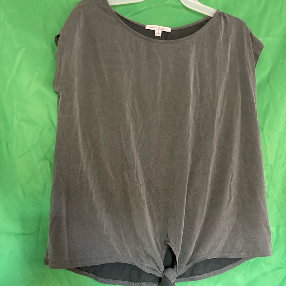 Green Envelope t-shirt with a tie front